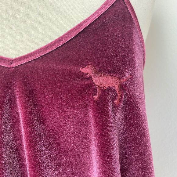 Victoria Secret Pink Velvet Plum Tank Top XS Crop Cami Dog Festival Boho Goth - Picture 3 of 9